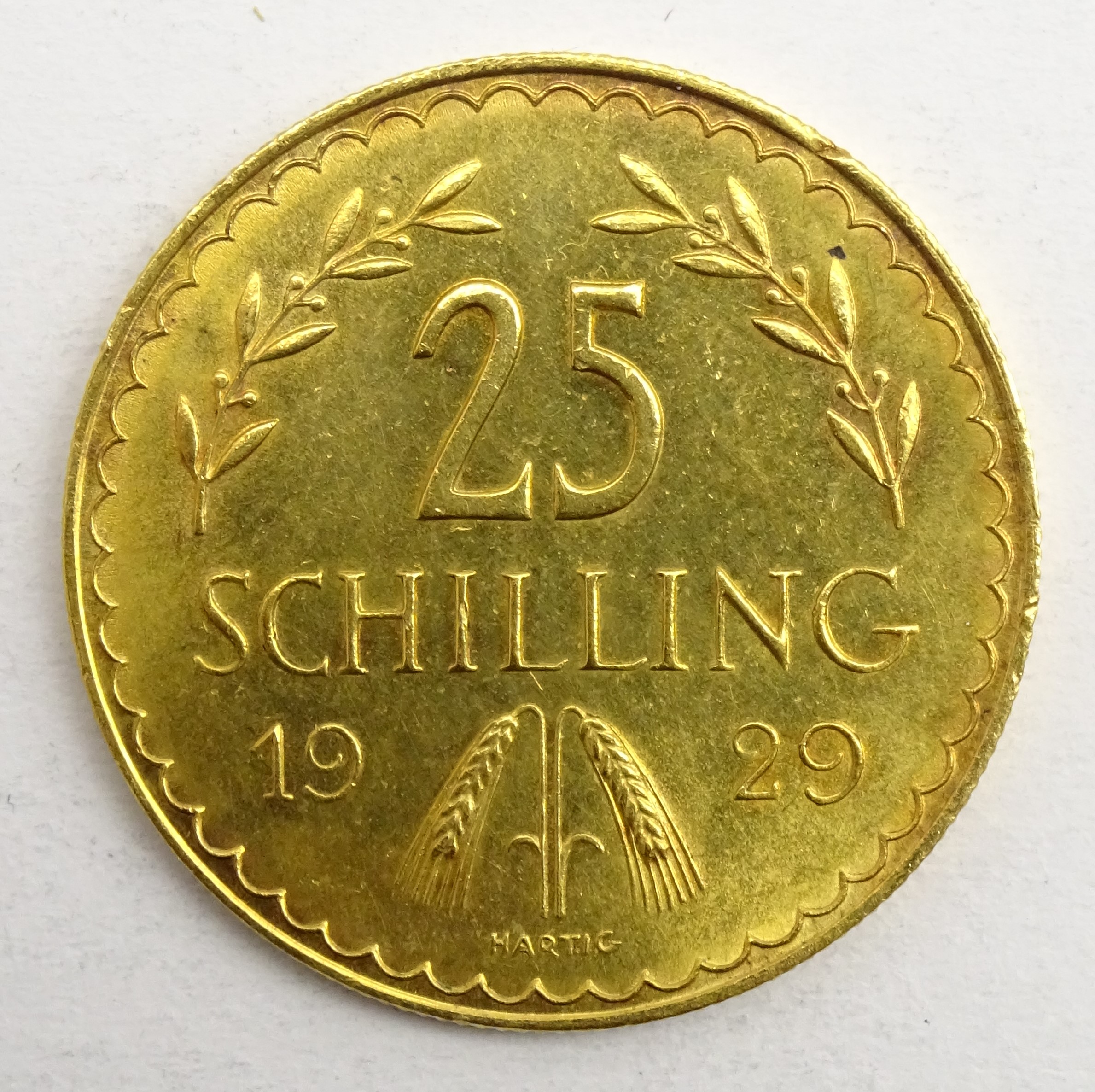Austrian 1929 gold 25 Schilling coin Condition Report & Further Details <a