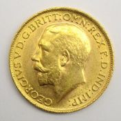 King George V 1914 gold full sovereign Condition Report & Further Details <a