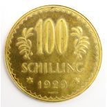 Austrian 1929 gold 100 Schilling coin Condition Report & Further Details <a