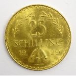 Austrian 1929 gold 25 Schilling coin Condition Report & Further Details <a