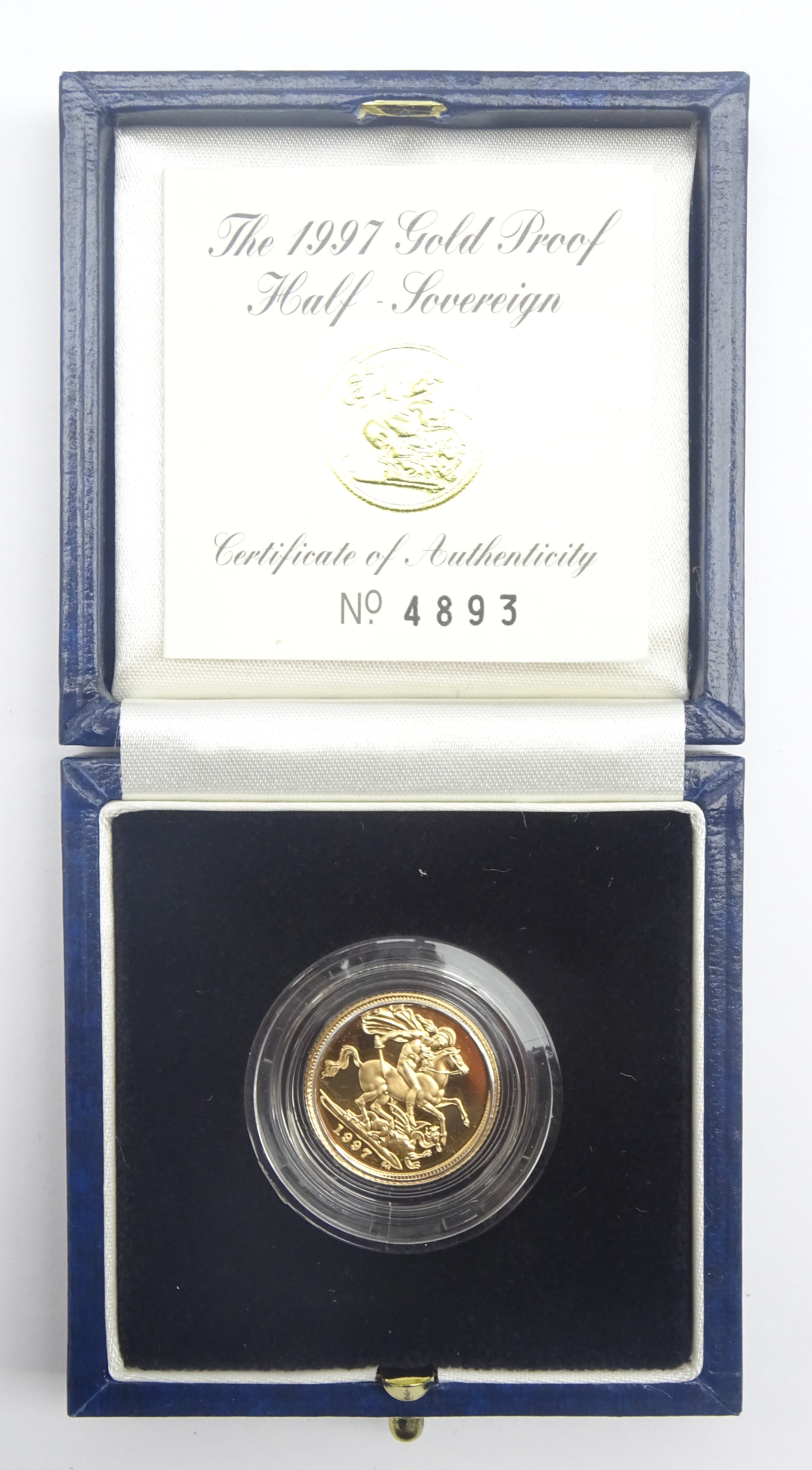 Queen Elizabeth II 1997 gold proof half sovereign,