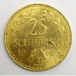 Austrian 1929 gold 25 Schilling coin Condition Report & Further Details <a