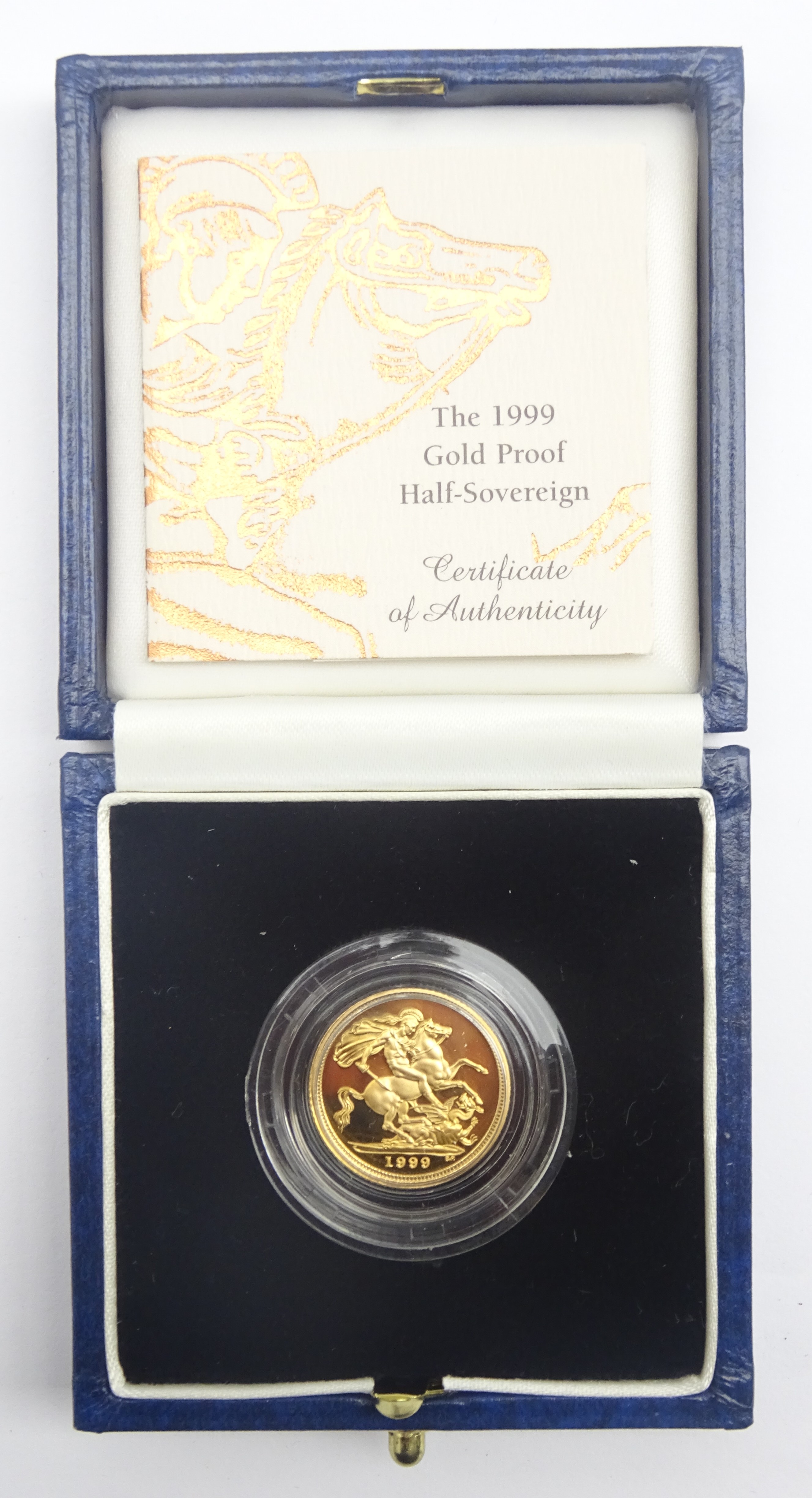 Queen Elizabeth II 1999 gold proof half sovereign,