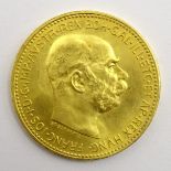 Austrian 1915 gold 20 Corona coin,