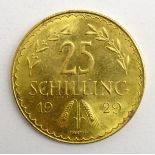 Austrian 1929 gold 25 Schilling coin Condition Report & Further Details <a