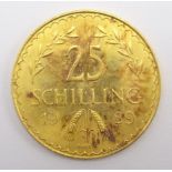 Austrian 1929 gold 25 Schilling coin Condition Report & Further Details <a