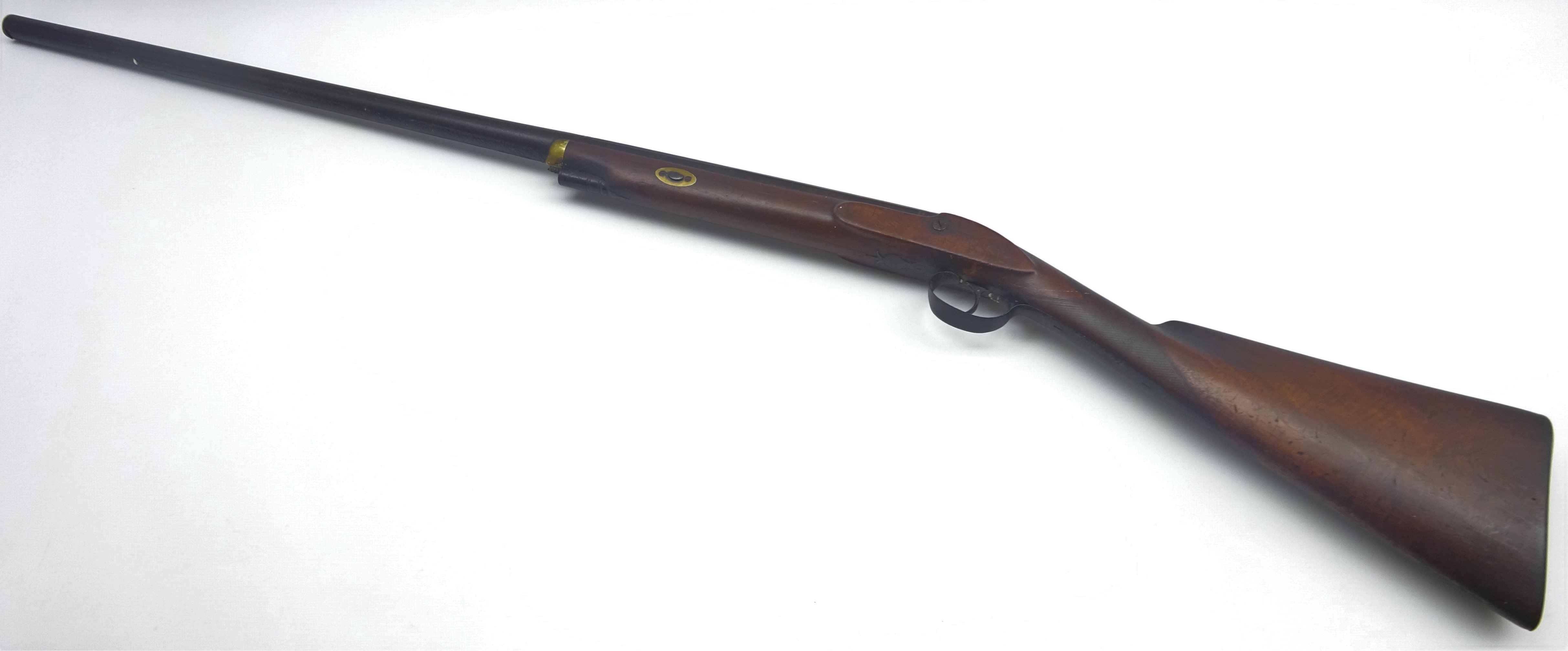 19th century 14-bore percussion cap sporting shot-gun, the walnut stock with checkered fore-end, - Image 6 of 10