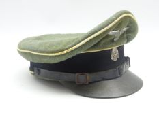 WW2 German Waffen-SS officer's peaked cap with metal eagle and totenkopf skull insignia