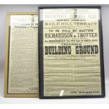York interest - two Victorian posters relating to a Richardson & Trotter Auction sale of Building