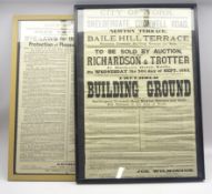 York interest - two Victorian posters relating to a Richardson & Trotter Auction sale of Building