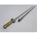 French Model 1886 epee bayonet, with 52cm cruciform steel blade,