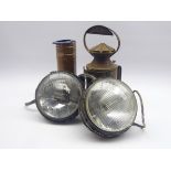 Railway three-aspect revolving hand lamp of cylindrical form with original oil burner,