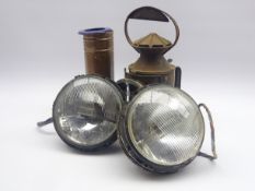 Railway three-aspect revolving hand lamp of cylindrical form with original oil burner,