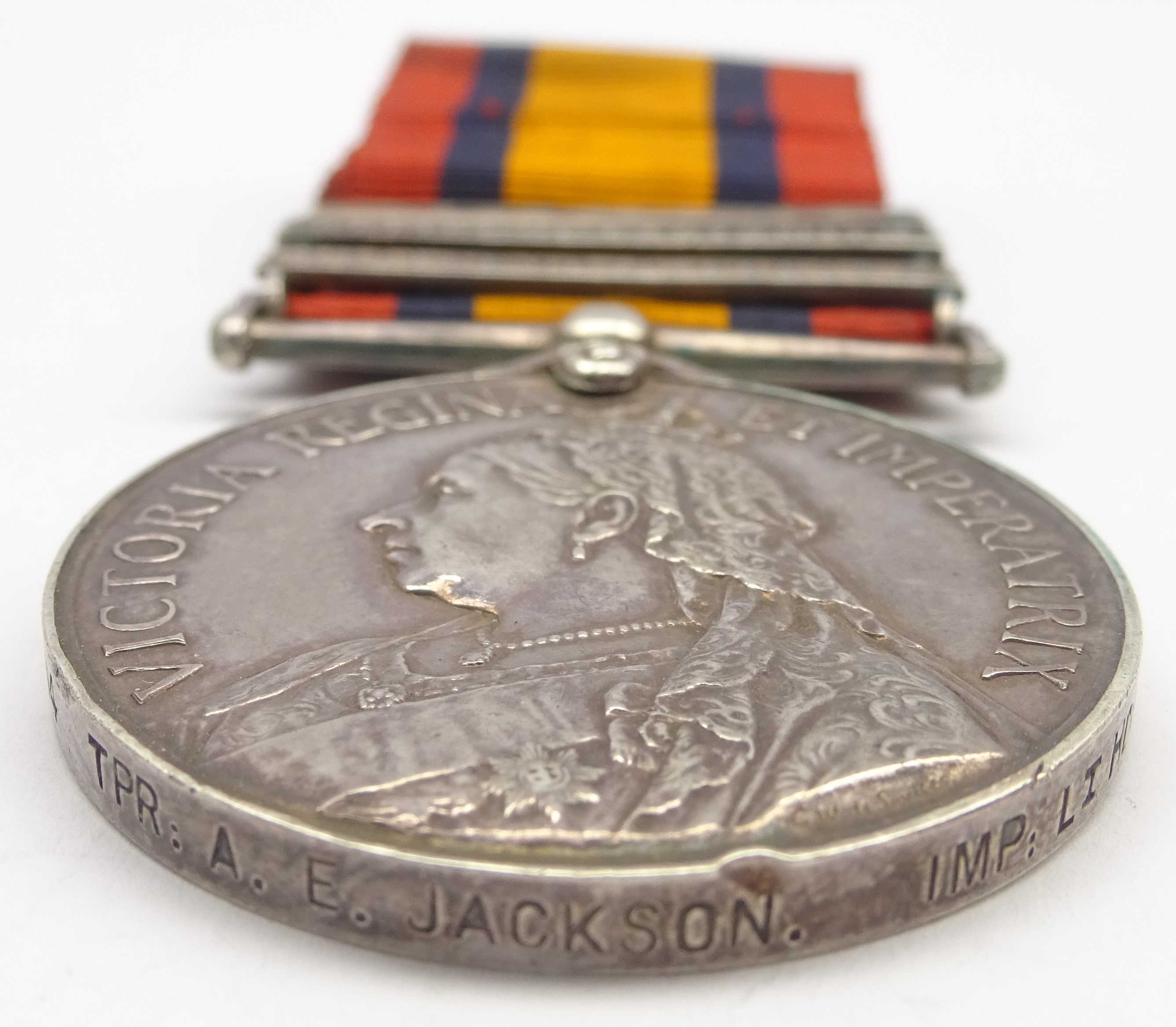 Victorian Queen's South Africa medal awarded to 864 Tpr. A. E. Jackson Imp. Lt. - Image 3 of 3