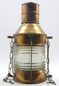 Ship's copper and brass masthead light labelled 'Eli Griffiths & Son Birmingham No.