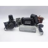 Various vintage cameras and equipment including 'Praktica LTL' in protective case,