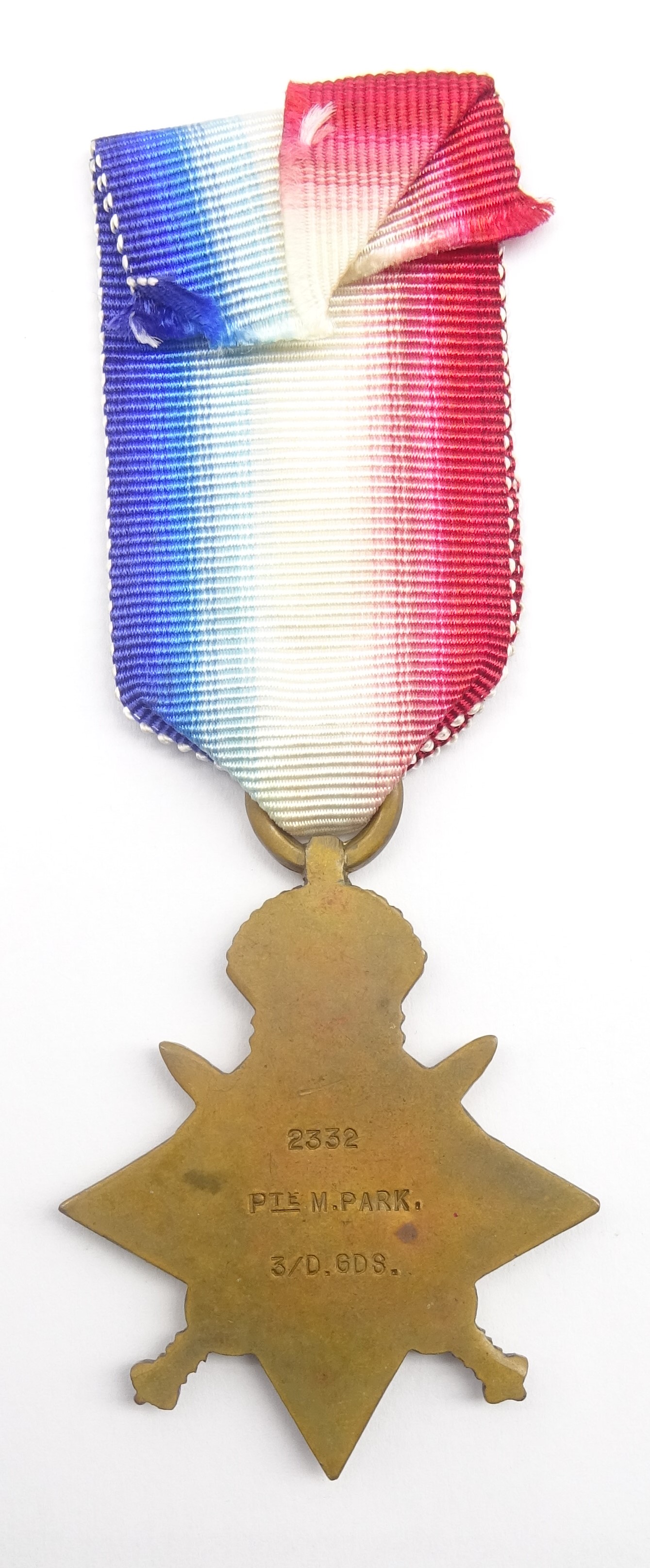 WW1 1914 Mons Star awarded to 2332 Pte. M. Park 3/D. Gds. - Image 2 of 2