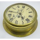 Ship's brass cased bulkhead clock, possibly Smiths Astral,