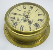 Ship's brass cased bulkhead clock, possibly Smiths Astral,