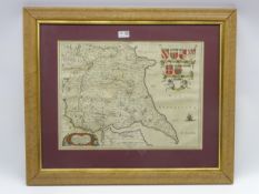 Blaue (Johannes) 'East Riding of Yorkeshire' hand coloured map with armorials,
