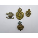 Four cavalry cap badges - Queens Own Hussars, Wiltshire Yeomanry,