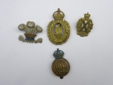 Four cavalry cap badges - Queens Own Hussars, Wiltshire Yeomanry,