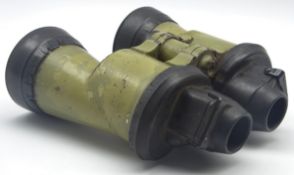 Pair of Zeiss (blc) WW2 Kreigsmarine U-Boat 7 x 50 binoculars with green painted body and rubber