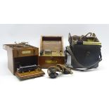 GPO field telephone with brass and leather case,