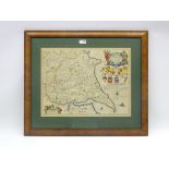 Jansson (Jan) 'East Riding of Yorke Shire', 17th Century hand coloured map with figural scale,