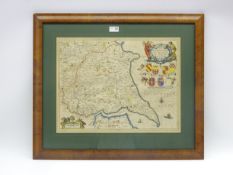 Jansson (Jan) 'East Riding of Yorke Shire', 17th Century hand coloured map with figural scale,