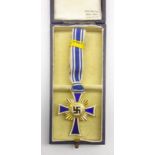 German Third Reich Mother's Cross in original case with ribbon, gilt issue, case marked Wilh.