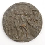 WW1 1915 bronze Lusitania propaganda medallion,