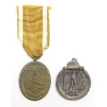 WW1 German Defences medal and battlefield relic of WW2 German Winter Campaign in Russia medal (2)