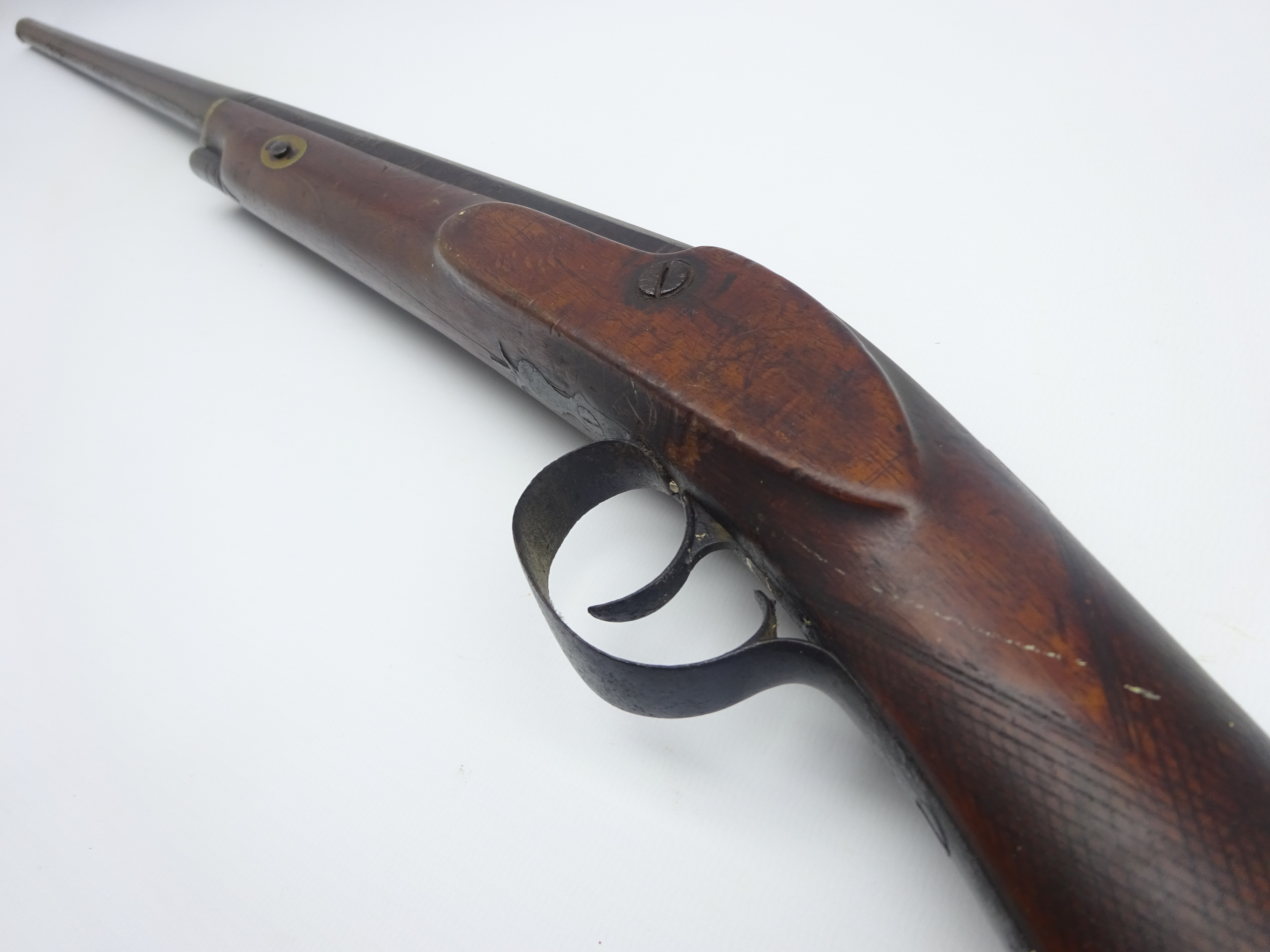 19th century 14-bore percussion cap sporting shot-gun, the walnut stock with checkered fore-end, - Image 2 of 10