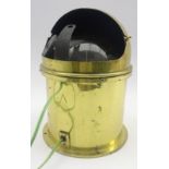 Ship's brass dome topped binnacle of cylindrical form with electrically lit gimbal mounted compass