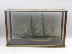 Model of the three masted clipper ship 'Thermopylae' with green and gold painted hull,
