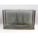 Model of the three masted clipper ship 'Thermopylae' with green and gold painted hull,