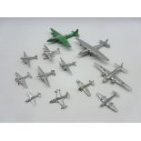 Dinky - twelve unboxed graduated aircraft including two Armstrong Whitworths, Viking, Seaplane,