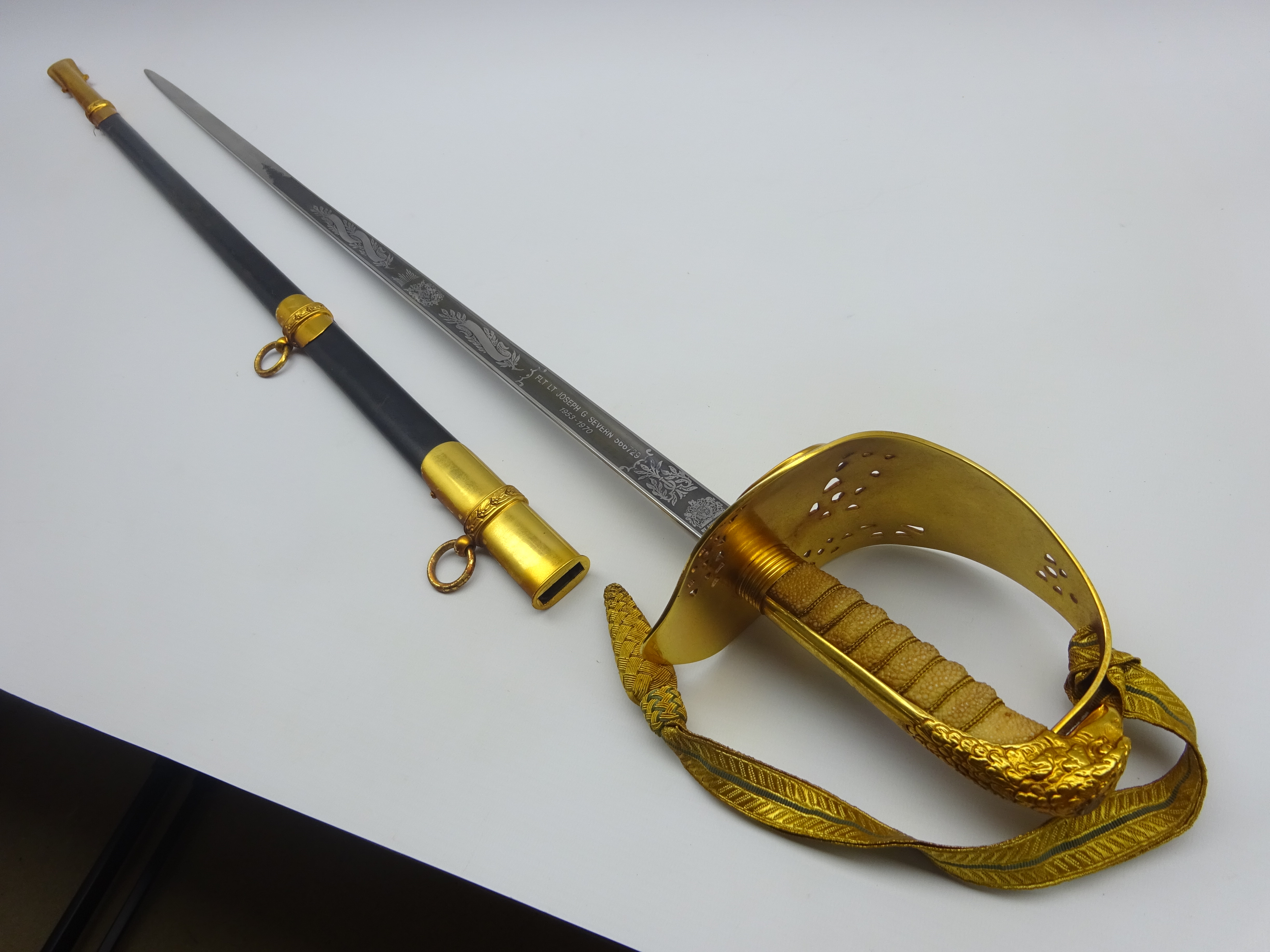 QEII Wilkinson Sword presentation RAF officer's dress sword with decorative 82cm fullered steel - Image 6 of 18