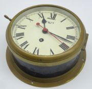 Smiths ship's brass cased bulkhead clock,