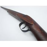19th century 14-bore percussion cap sporting shot-gun, the walnut stock with checkered fore-end,