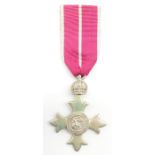 George V military silver MBE award, hallmarked London 1929,