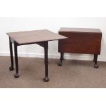 Pair of Georgian mahogany drop leaf side tables, with moulded rectangular top,