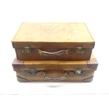Leather suitcase by Cole Bros Sheffield 62cm x 41cm x 19cm and a smaller suitcase