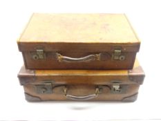 Leather suitcase by Cole Bros Sheffield 62cm x 41cm x 19cm and a smaller suitcase