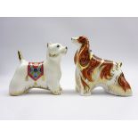 Royal Crown Derby 'American Spaniel' paperweight and another 'West Highland Terrier' both boxed and