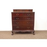 20th century mahogany Chippendale style chest, raised back over moulded carved rectangular top,