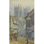 E M Rose (British 19th/20th century): Petergate, York, watercolour signed and dated 1911,