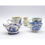 Early 19th Century miniature blue and white cup, possibly Spode H4cm,
