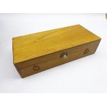 'Acornman' Yorkshire oak trinket box fitted with hinged lid and baize lined interior,